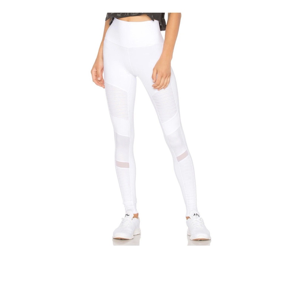 white Alo Yoga High-Waist Moto Legging Small